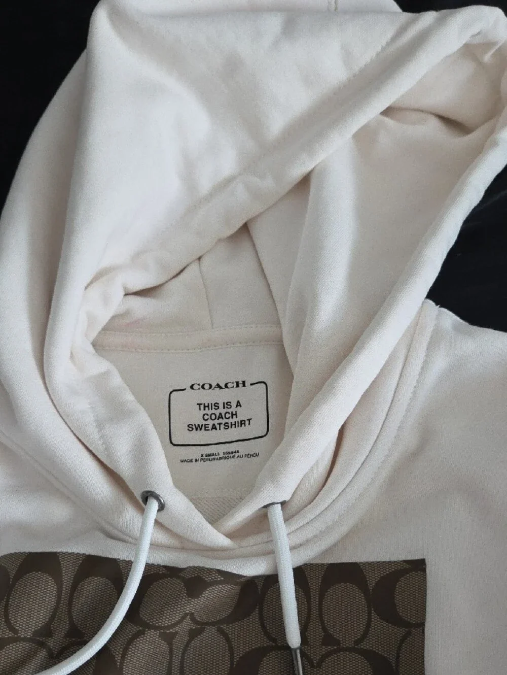 Coach Cream Crewneck Hoodie with Signature Logo Patch